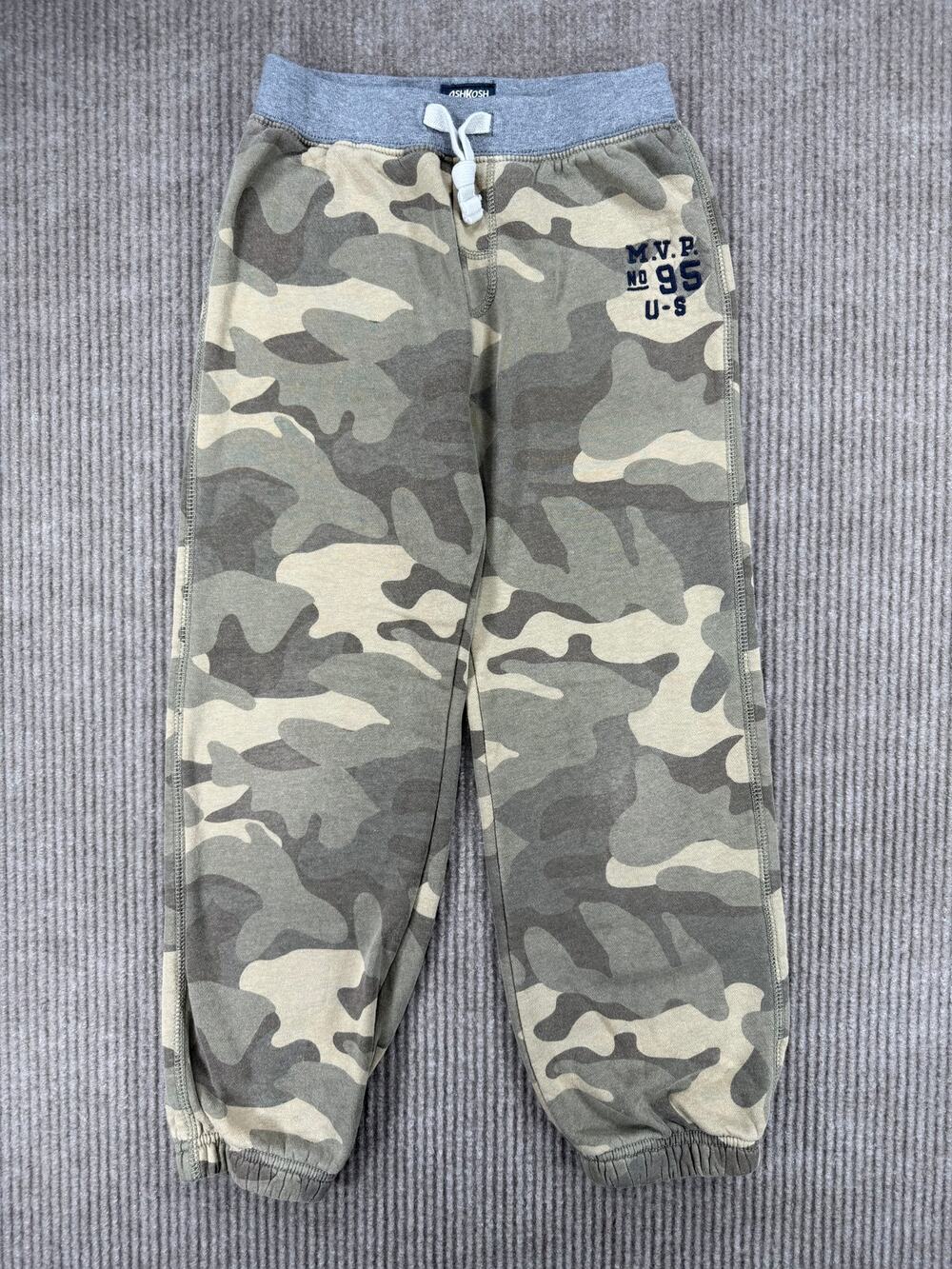 OshKosh Bgosh Boys Size 8 Camo Jogger Sweatpants Fleece Green Gray
